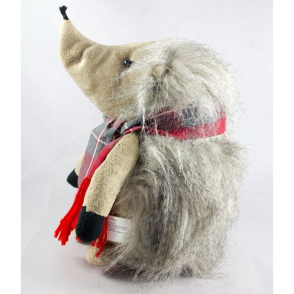 Plush Hedgehog with Plaid Scarf 11" Stuffed Animal Doorstop - Picture 3 of 10